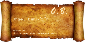 Orgel Barlám névjegykártya
